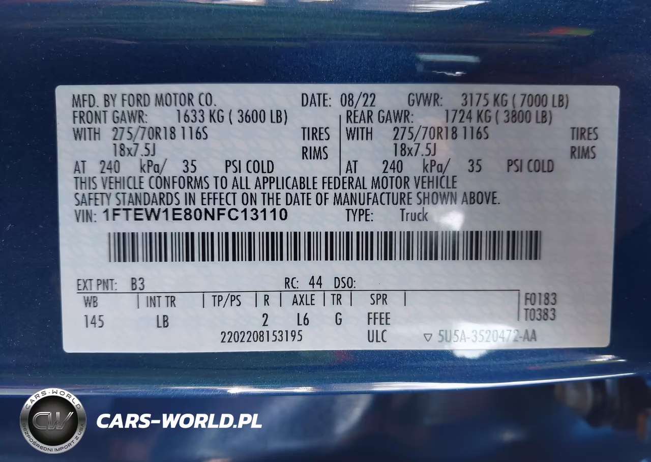 2022 Ford F-150 Tremor VIN:1FTEW1E80NFC13110 - 9