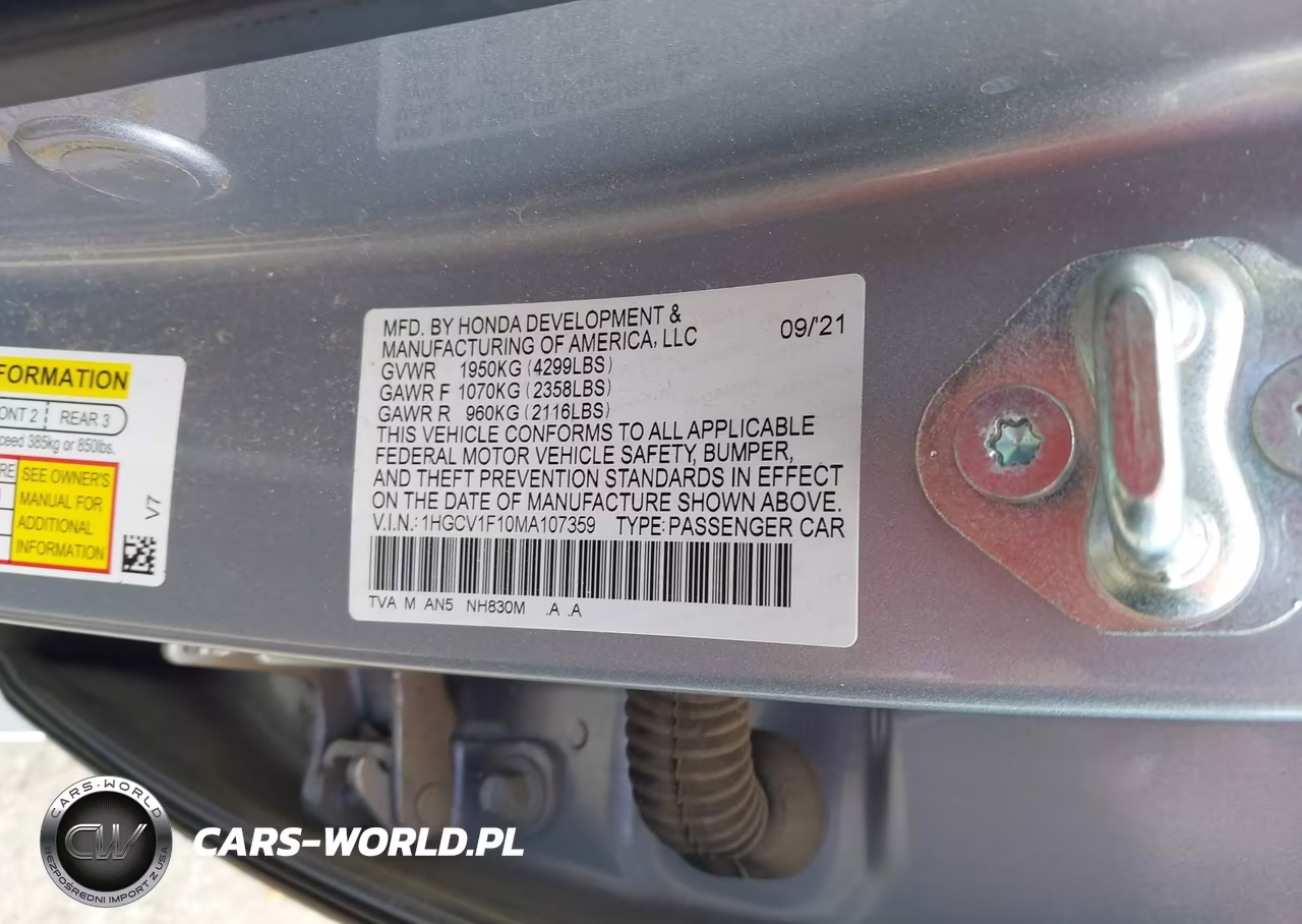 2021 Honda Accord Lx VIN:1HGCV1F10MA107359 - 9