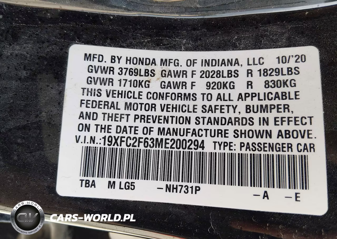 2021 Honda Civic Lx VIN:19XFC2F63ME200294 - 9