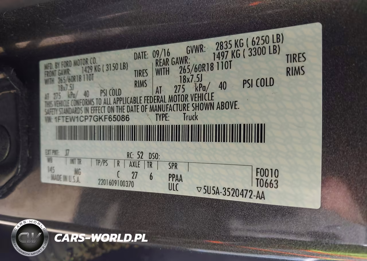 2016 Ford F-150 Xlt VIN:1FTEW1CP7GKF65086 - 9