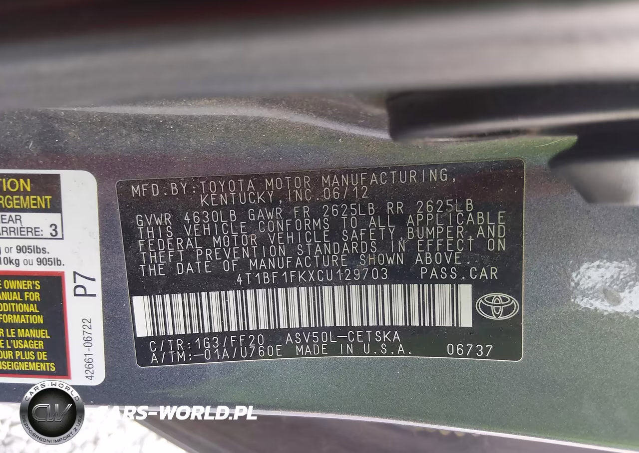 2012 Toyota Camry Se VIN:4T1BF1FKXCU129703 - 9