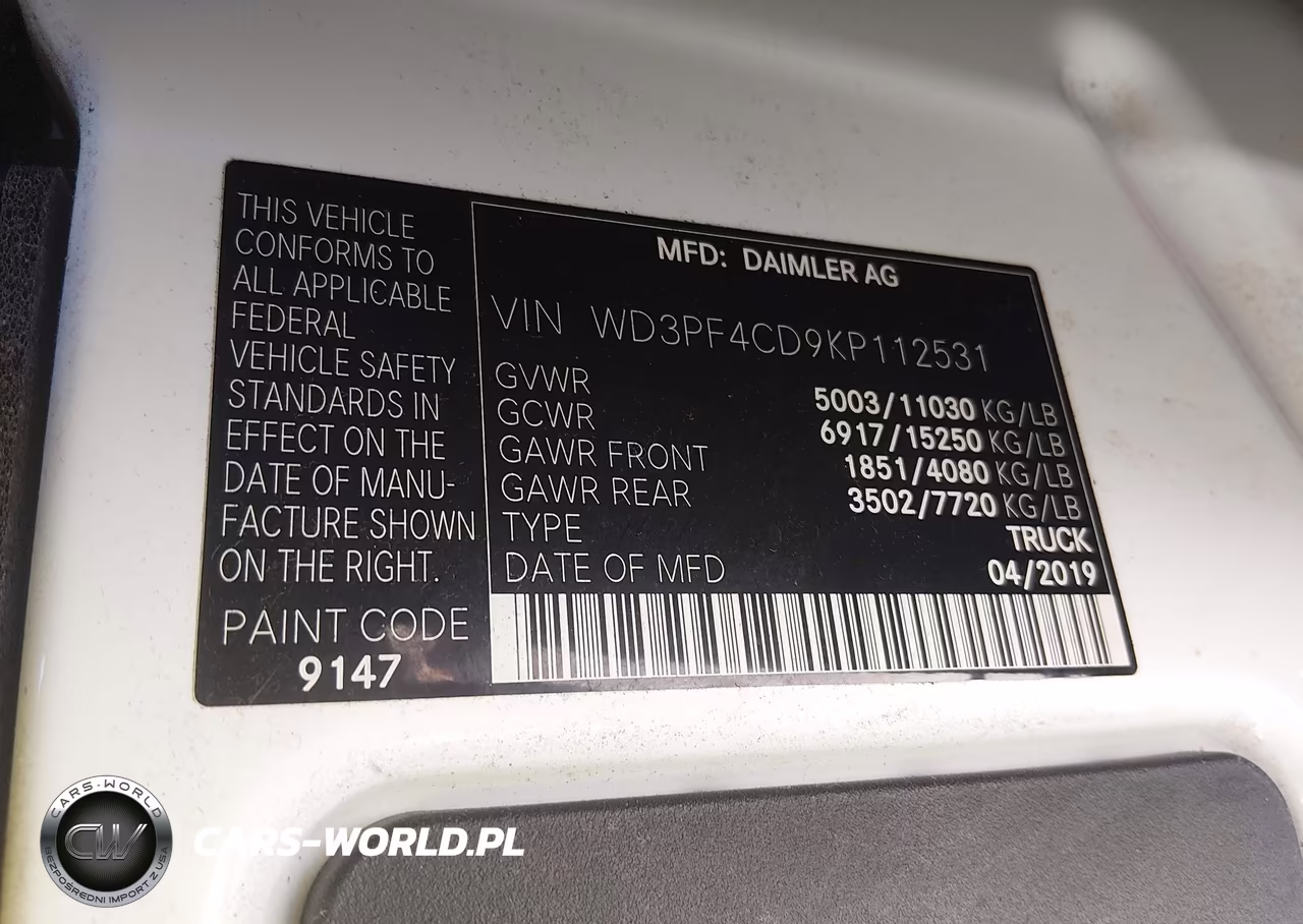 2019 Mercedes-Benz Sprinter 3500Xd High Roof V6 VIN:WD3PF4CD9KP112531 - 8