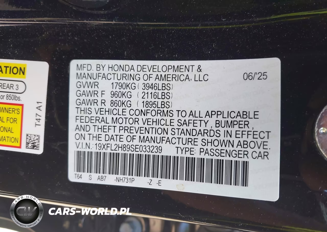 2025 Honda Civic Sedan Sport VIN:19XFL2H89SE033239 - 9
