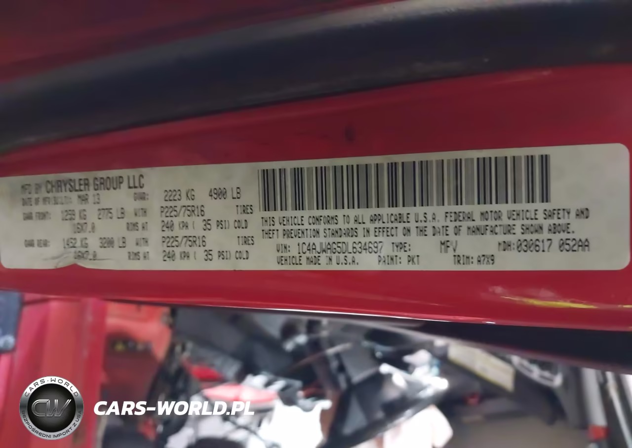 2013 Jeep Wrangler Sport VIN:1C4AJWAG5DL634697 - 9
