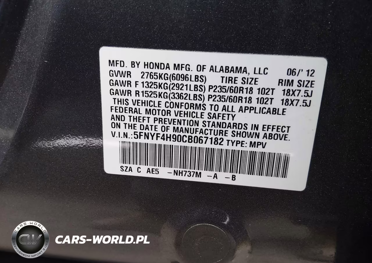 2012 Honda Pilot Touring VIN:5FNYF4H90CB067182 - 9