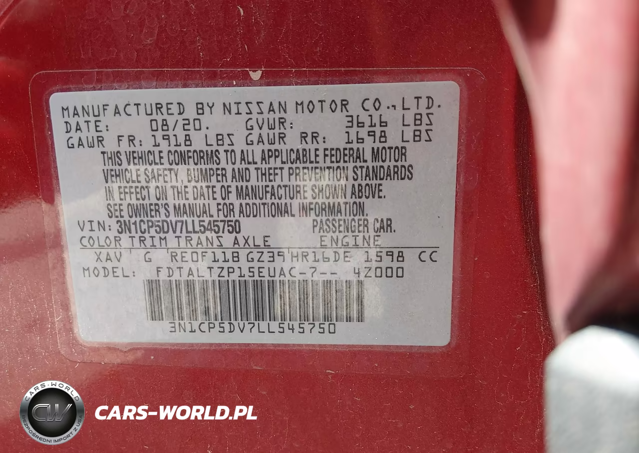 2020 Nissan Kicks Sr Xtronic Cvt VIN:3N1CP5DV7LL545750 - 9
