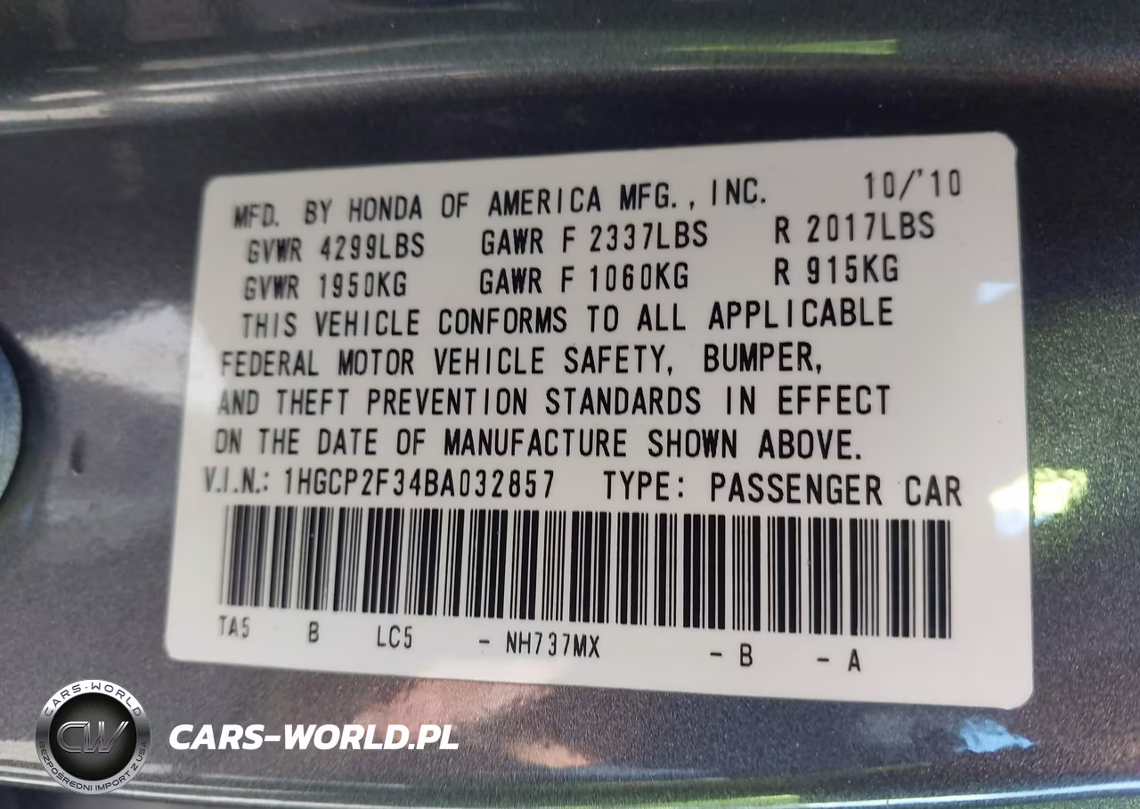 2011 Honda Accord 2.4 Lx VIN:1HGCP2F34BA032857 - 9