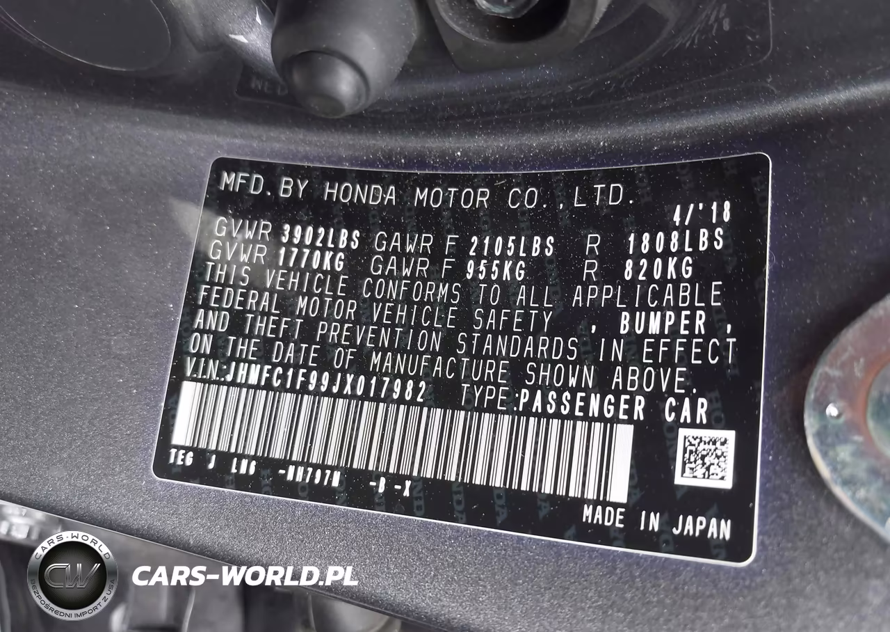 2018 Honda Civic Touring VIN:JHMFC1F99JX017982 - 9