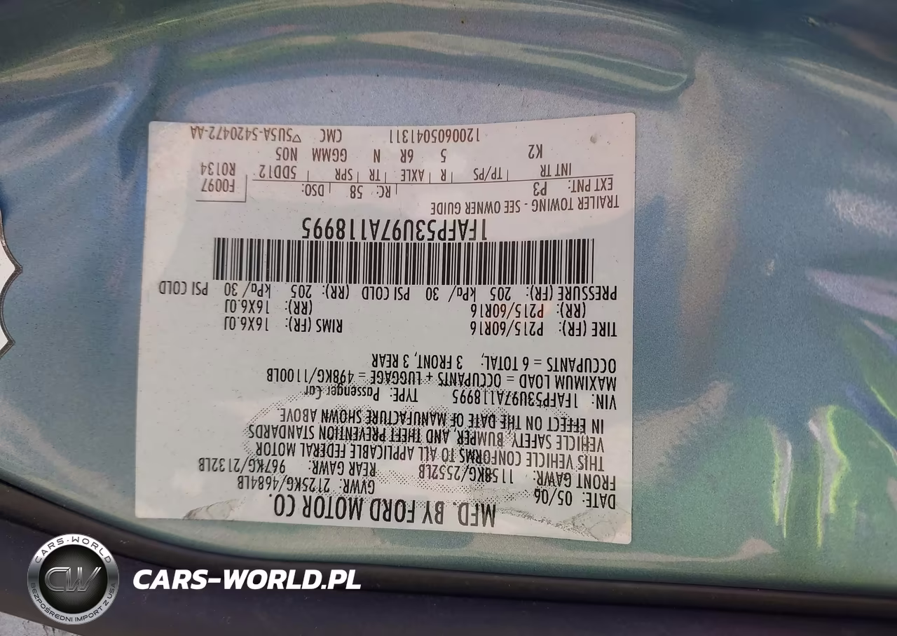 2007 Ford Taurus Se VIN:1FAFP53U97A118995 - 9