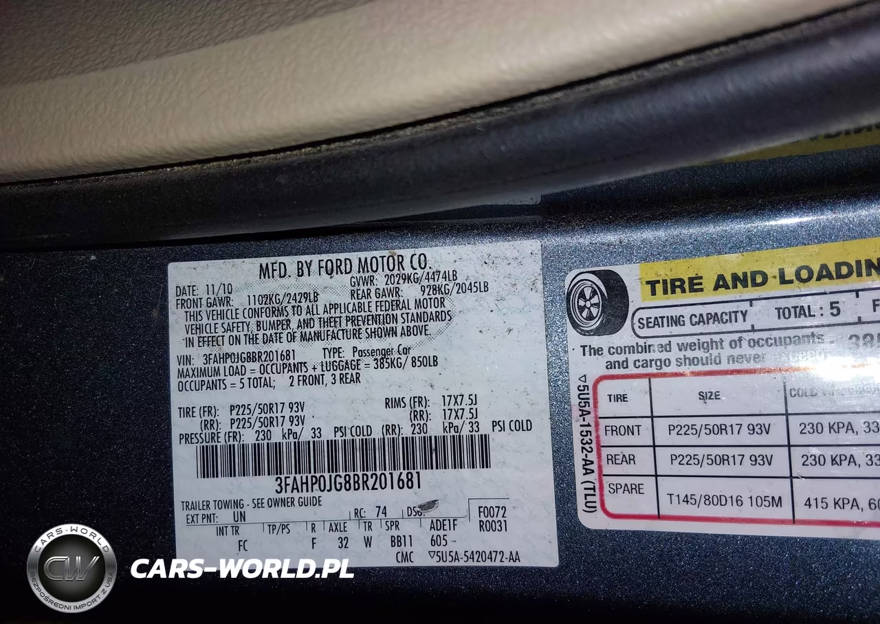 2011 Ford Fusion Sel VIN:3FAHP0JG8BR201681 - 9