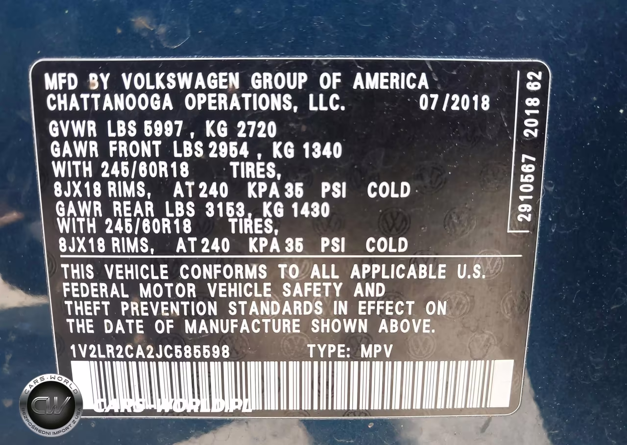 2018 Volkswagen Atlas 3.6L V6 Se-3.6L V6 Se W-Technology VIN:1V2LR2CA2JC585598 - 9