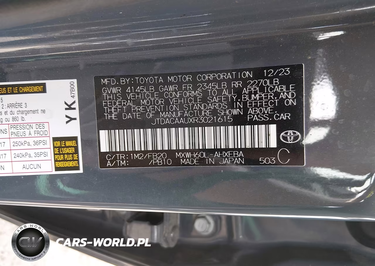 2024 Toyota Prius Le VIN:JTDACAAUXR3021615 - 9