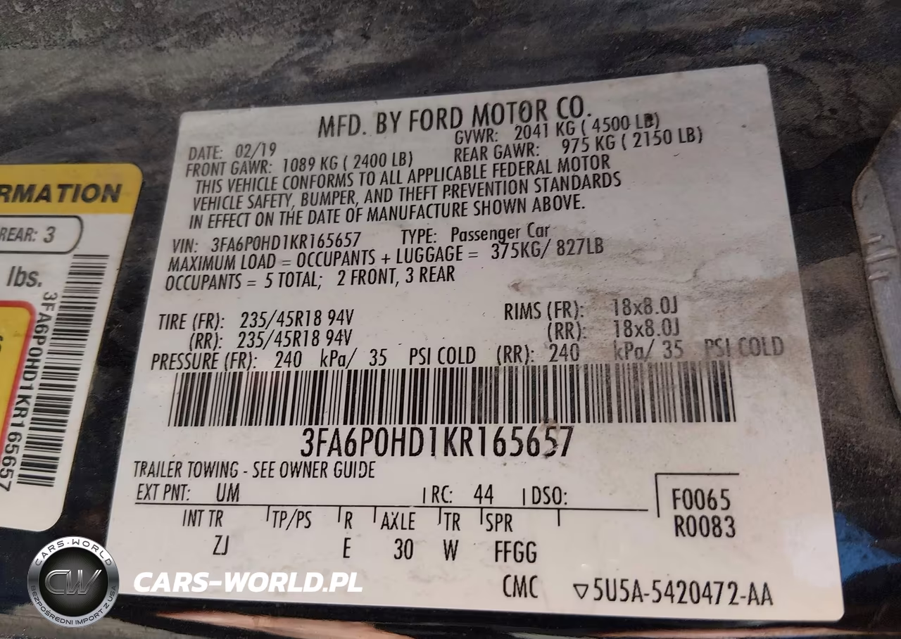 2019 Ford Fusion Se VIN:3FA6P0HD1KR165657 - 9
