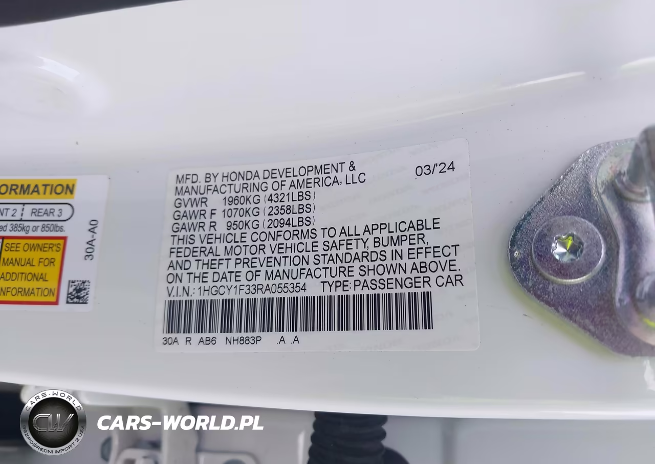 2024 Honda Accord Ex VIN:1HGCY1F33RA055354 - 9
