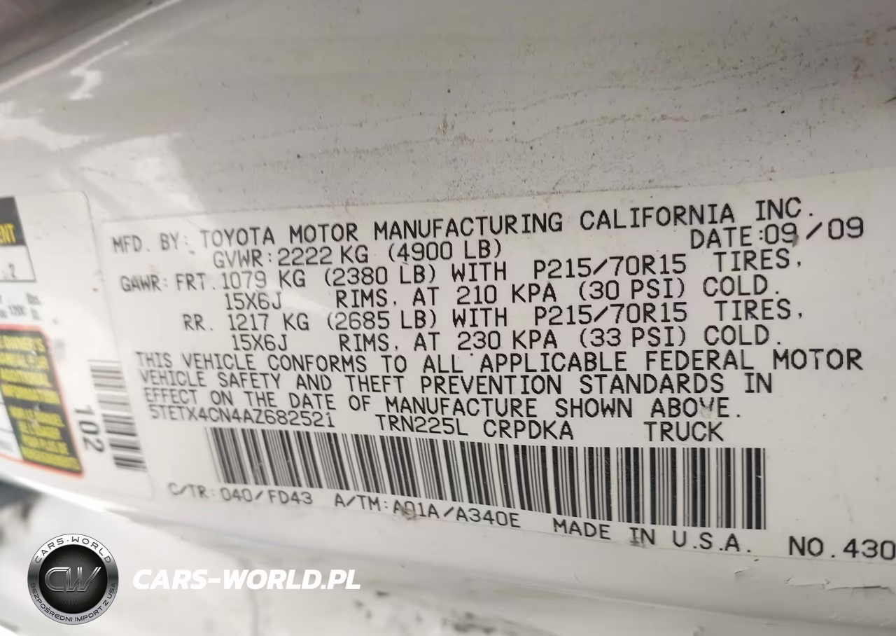 2010 Toyota Tacoma VIN:5TETX4CN4AZ682521 - 9