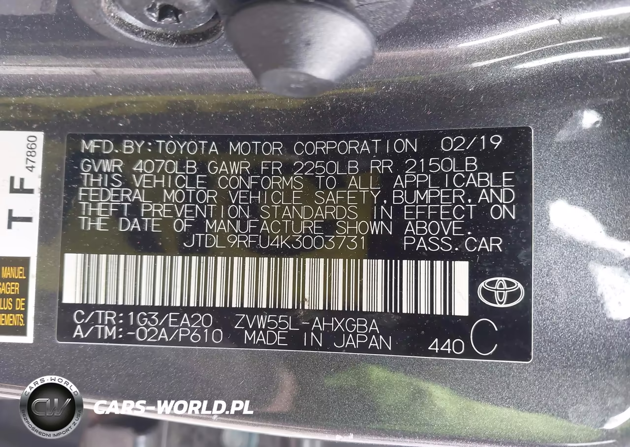 2019 Toyota Prius Xle VIN:JTDL9RFU4K3003731 - 9