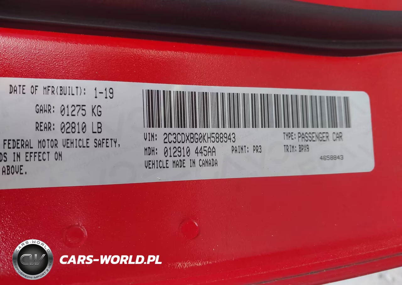 2019 Dodge Charger Sxt Rwd VIN:2C3CDXBG0KH588943 - 9