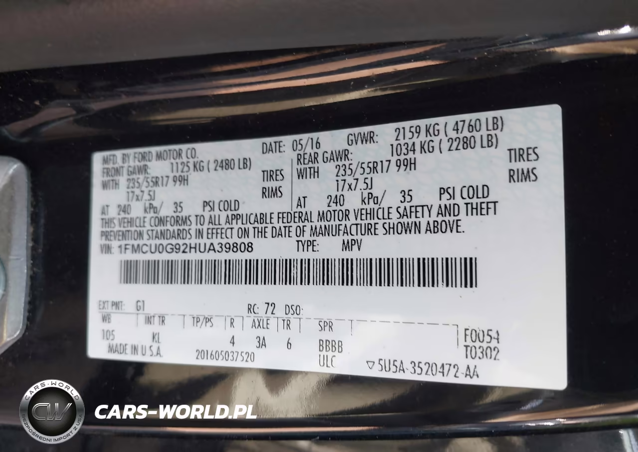 2017 Ford Escape Se VIN:1FMCU0G92HUA39808 - 9