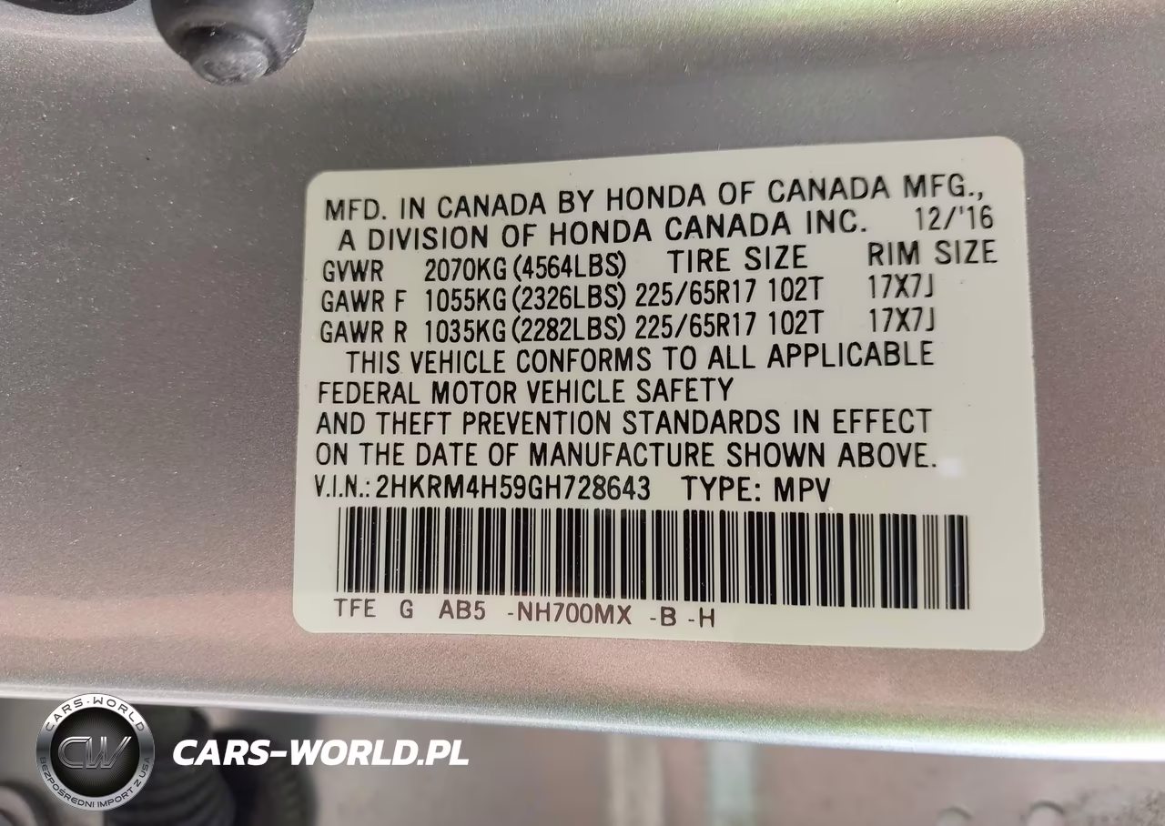 2016 Honda Cr-V Ex VIN:2HKRM4H59GH728643 - 9