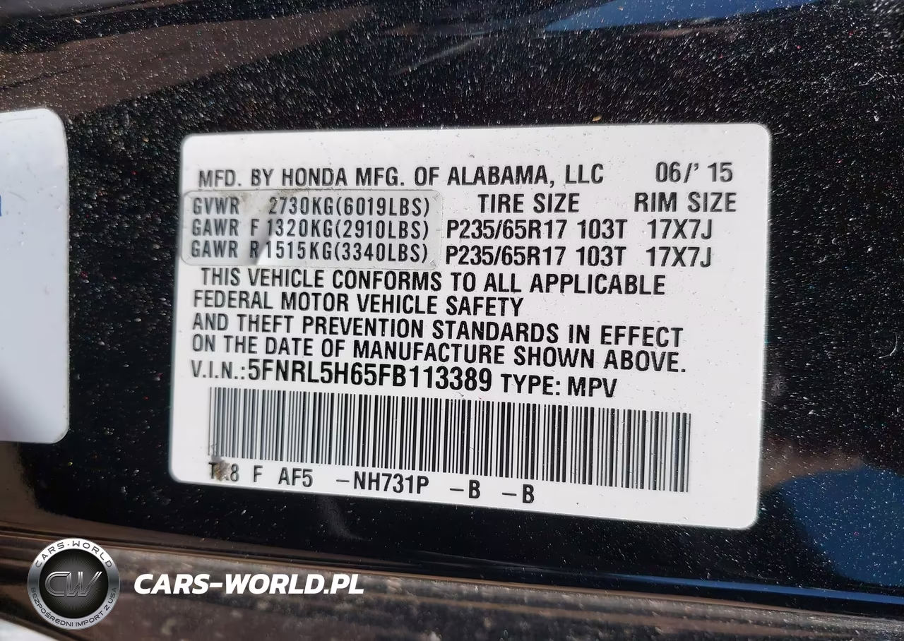 2015 Honda Odyssey Ex-L VIN:5FNRL5H65FB113389 - 9