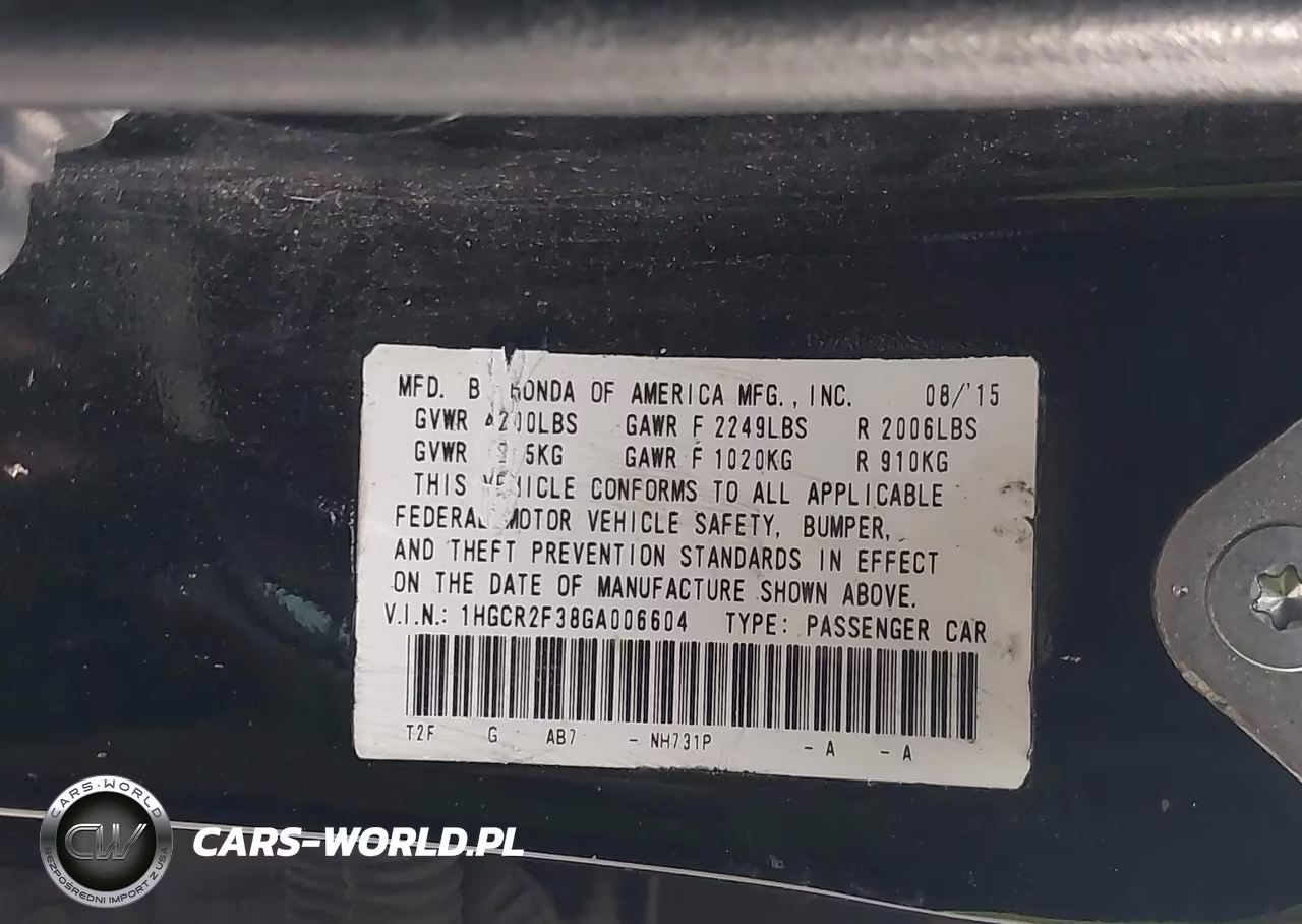 2016 Honda Accord Lx VIN:1HGCR2F38GA006604 - 9