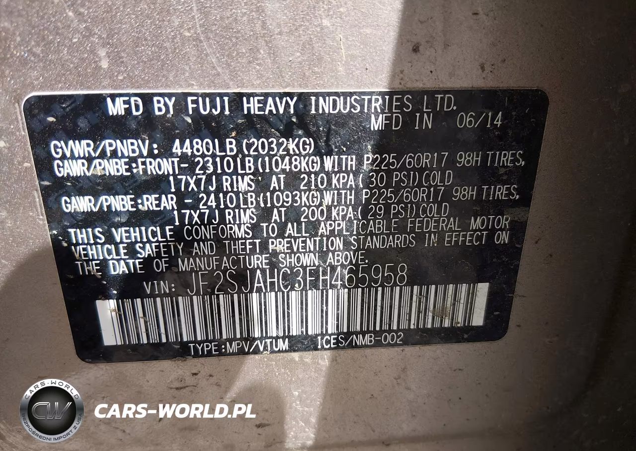 2015 Subaru Forester 2.5I Limited VIN:JF2SJAHC3FH465958 - 9