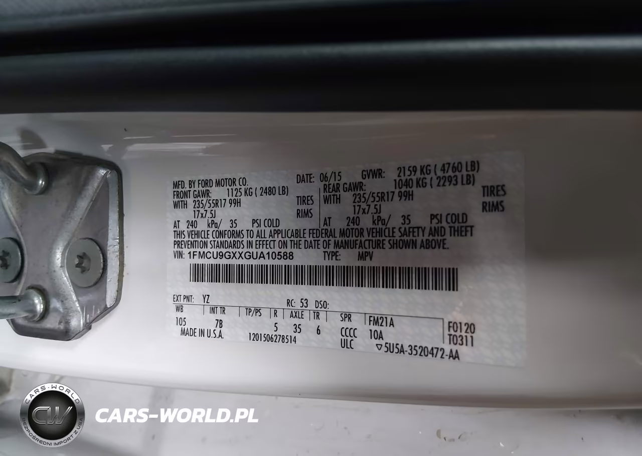 2016 Ford Escape Se VIN:1FMCU9GXXGUA10588 - 9
