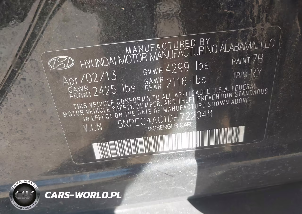 2013 Hyundai Sonata Se VIN:5NPEC4AC1DH722048 - 9