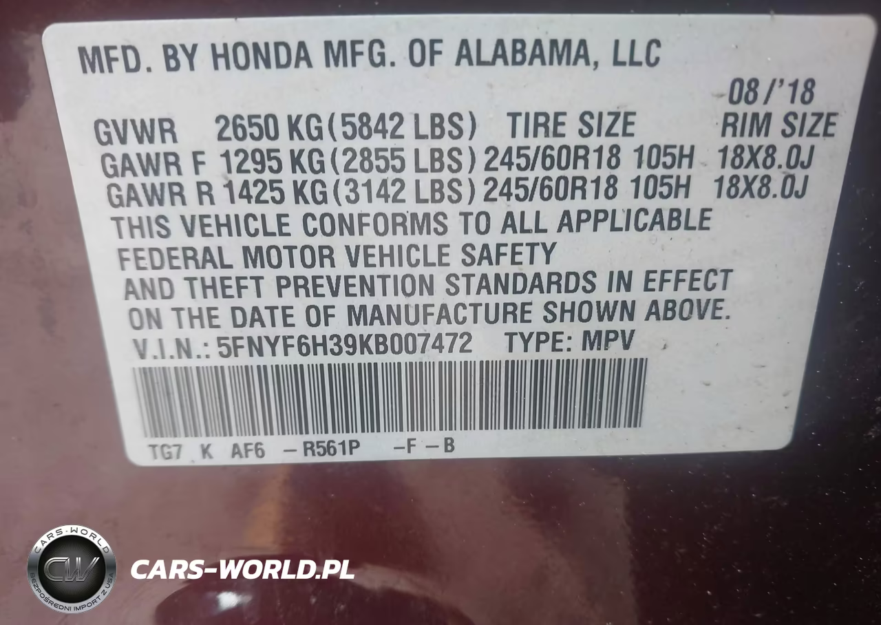 2019 Honda Pilot Ex VIN:5FNYF6H39KB007472 - 9