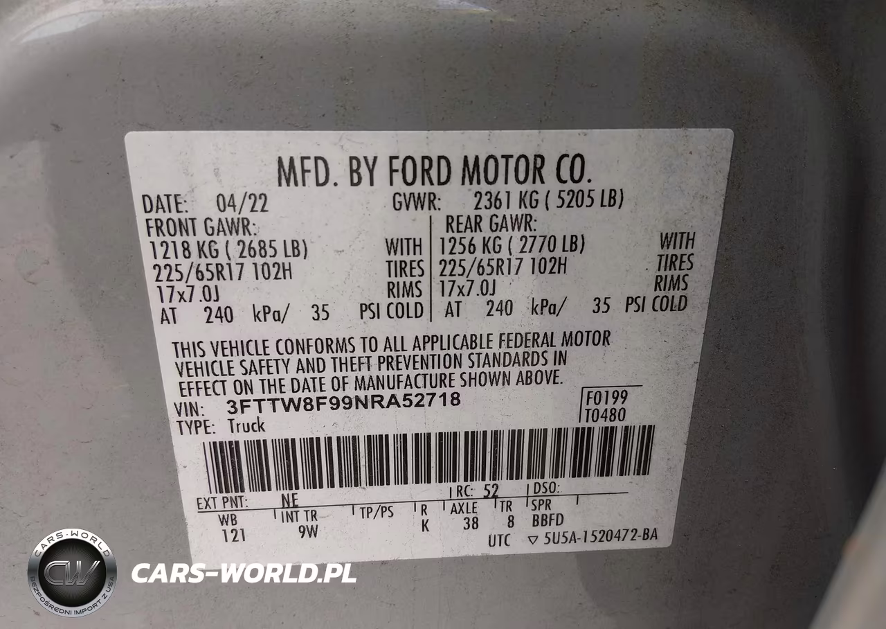 2022 Ford Maverick Xl VIN:3FTTW8F99NRA52718 - 9