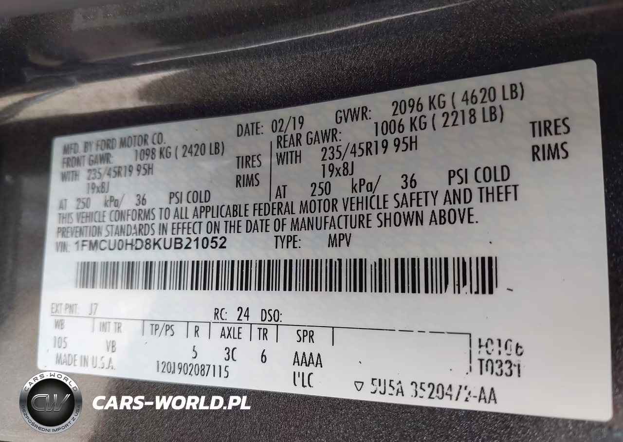 2019 Ford Escape Sel VIN:1FMCU0HD8KUB21052 - 9