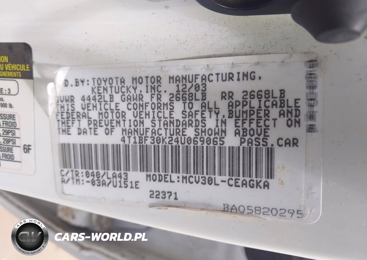 2004 Toyota Camry Xle V6 VIN:4T1BF30K24U069065 - 9
