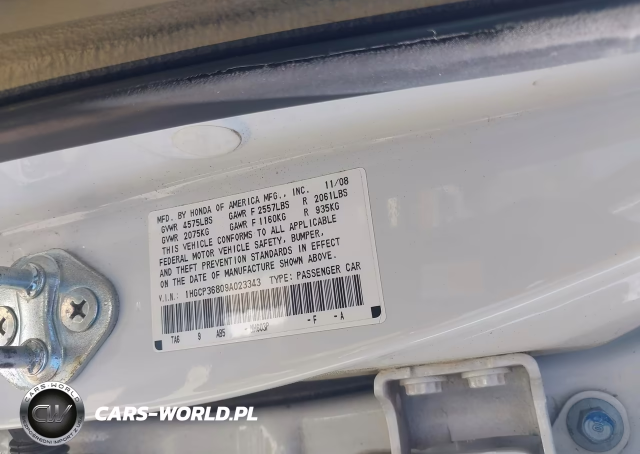 2009 Honda Accord 3.5 Ex-L VIN:1HGCP36809A023343 - 9