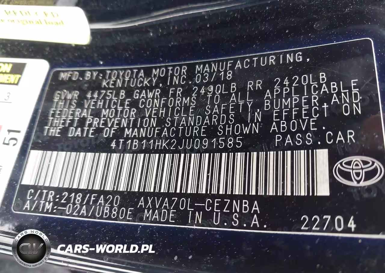 2018 Toyota Camry Le VIN:4T1B11HK2JU091585 - 9