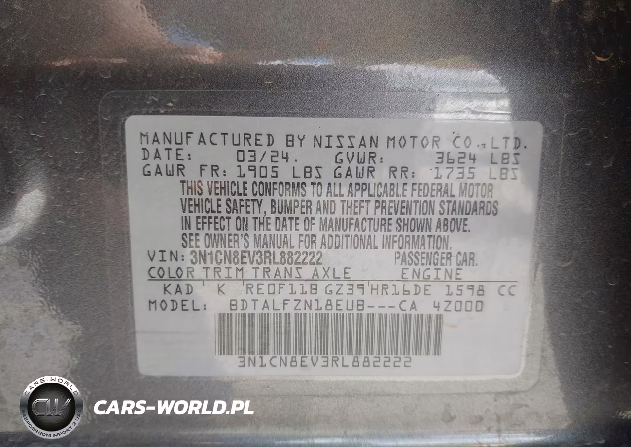 2024 Nissan Versa 1.6 Sv VIN:3N1CN8EV3RL882222 - 9