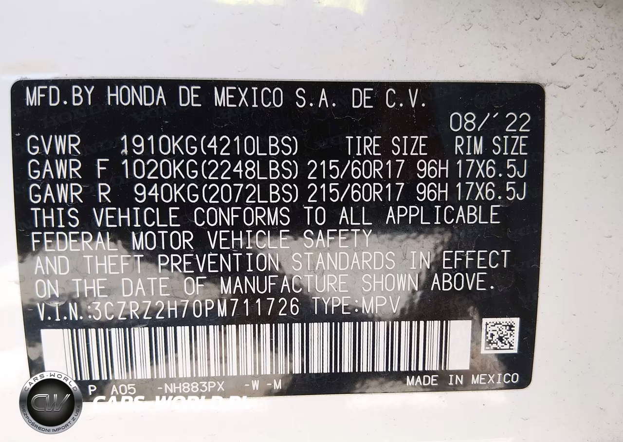 2023 Honda Hr-V Awd Ex-L VIN:3CZRZ2H70PM711726 - 9