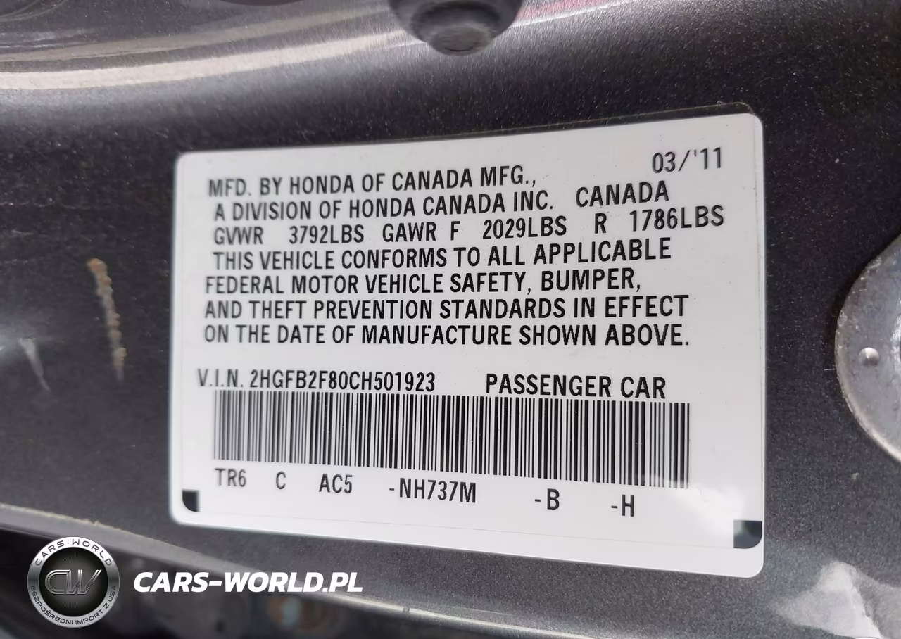 2012 Honda Civic Ex VIN:2HGFB2F80CH501923 - 9