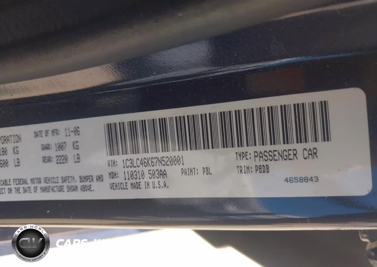 2007 Chrysler Sebring VIN:1C3LC46K67N520001 - 9