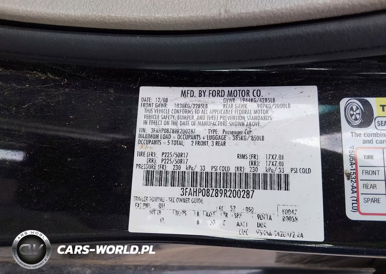 2009 Ford Fusion Sel VIN:3FAHP08Z89R200287 - 9