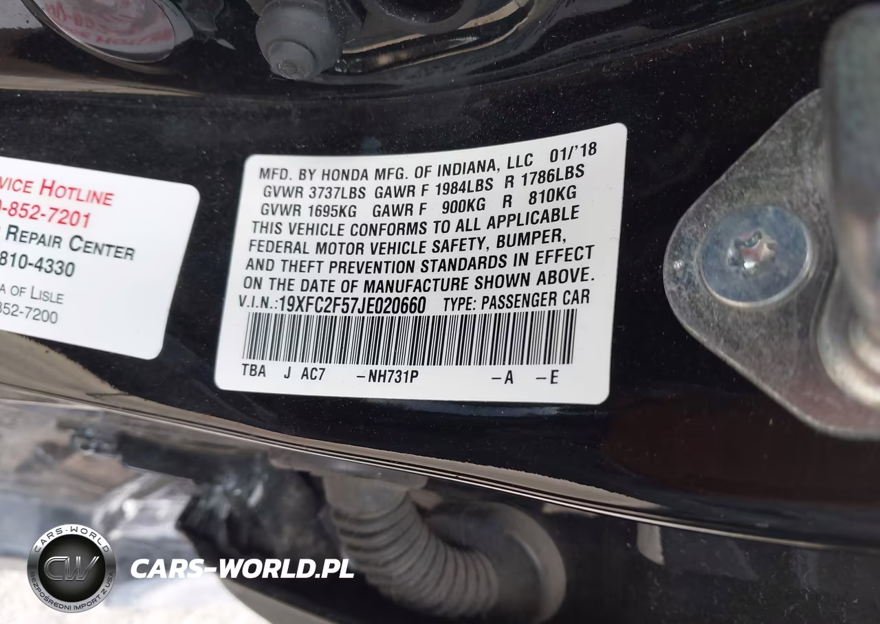 2018 Honda Civic Lx VIN:19XFC2F57JE020660 - 9