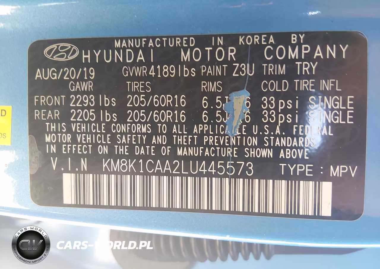 2020 Hyundai Kona Se VIN:KM8K1CAA2LU445573 - 9