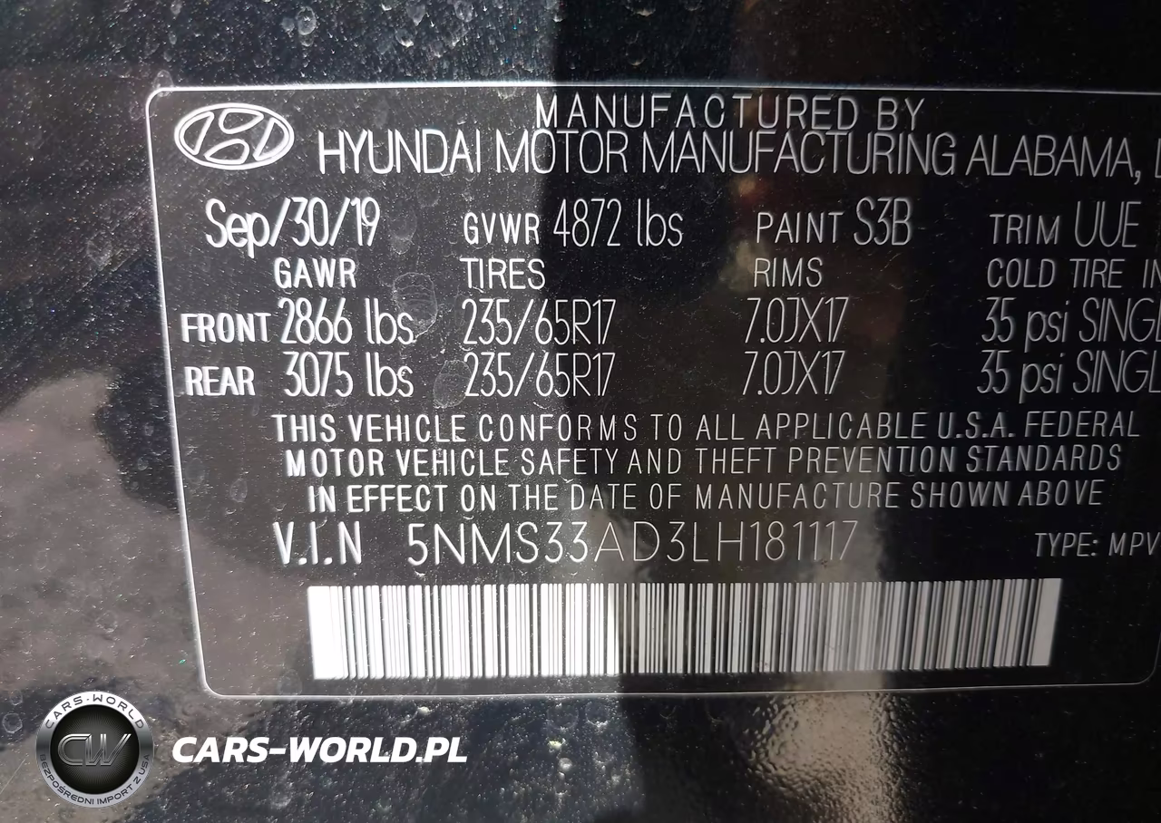 2020 Hyundai Santa Fe Sel VIN:5NMS33AD3LH181117 - 9