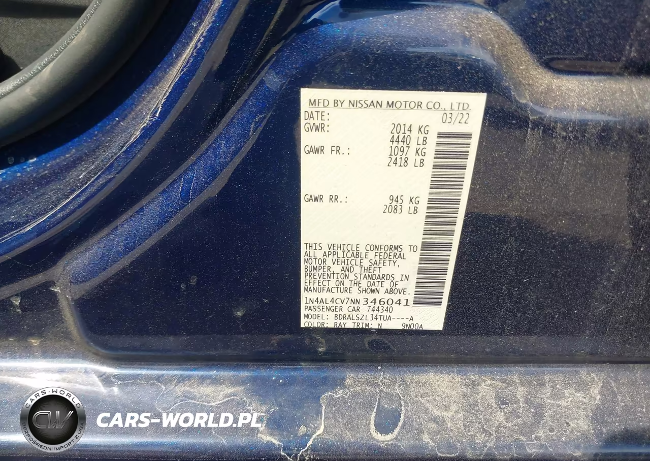 2022 Nissan Altima Sr Vc-Turbo Fwd VIN:1N4AL4CV7NN346041 - 9