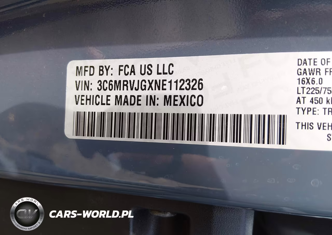 2022 Ram Promaster 3500 Cargo Van High Roof 159 Wb Ext VIN:3C6MRVJGXNE112326 - 9