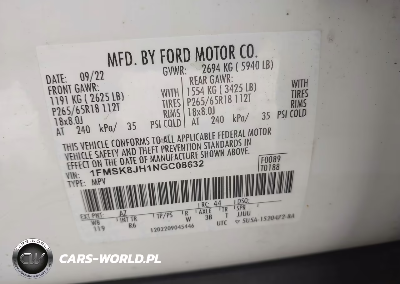 2022 Ford Explorer Timberline VIN:1FMSK8JH1NGC08632 - 9