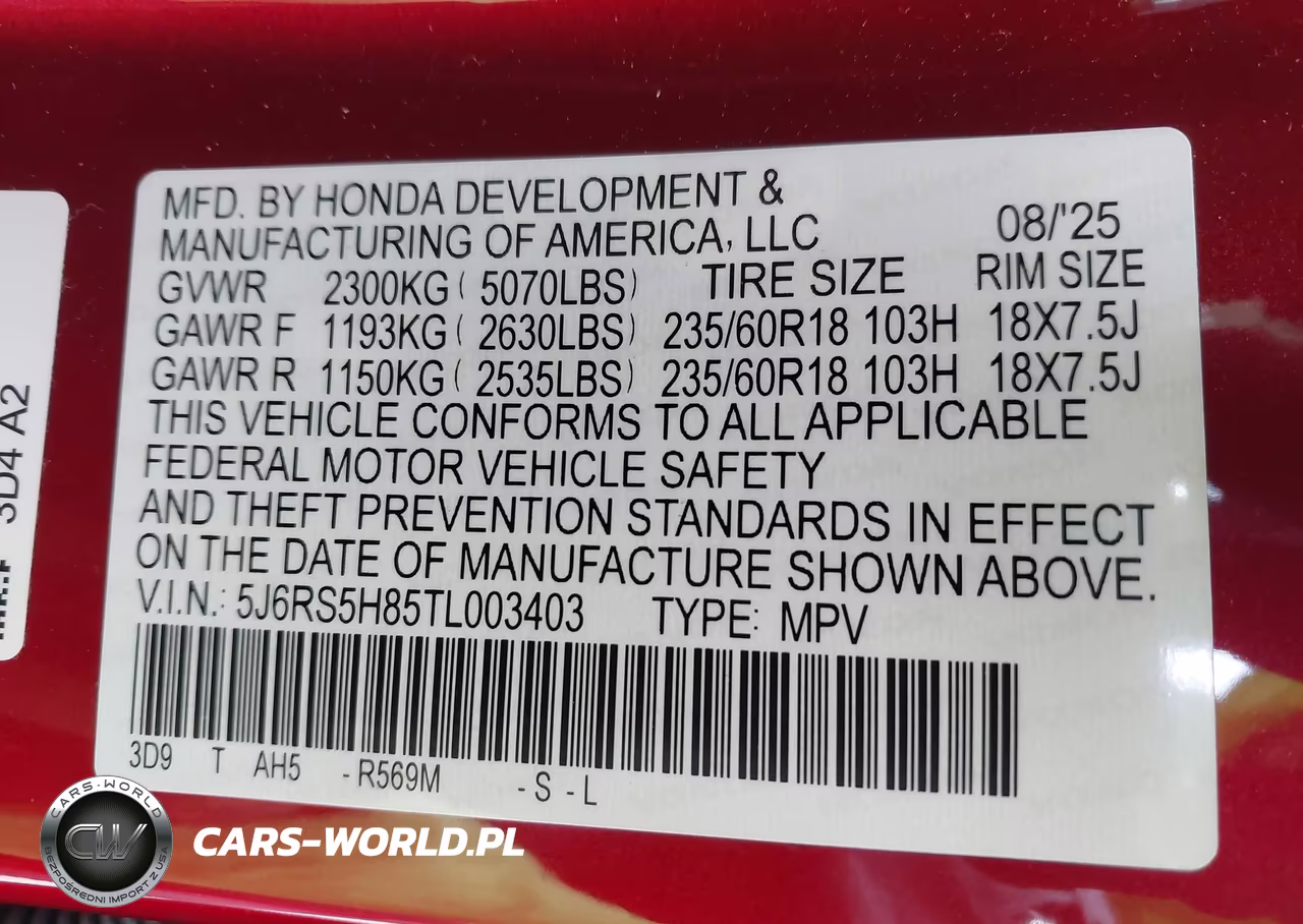 2026 Honda Cr-V Hybrid 2Wd Sport-L VIN:5J6RS5H85TL003403 - 9