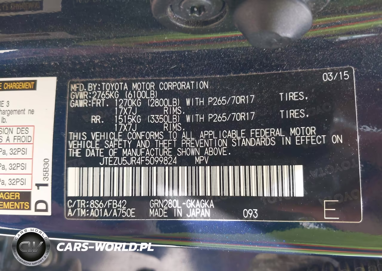 2015 Toyota 4Runner Sr5 VIN:JTEZU5JR4F5099824 - 9