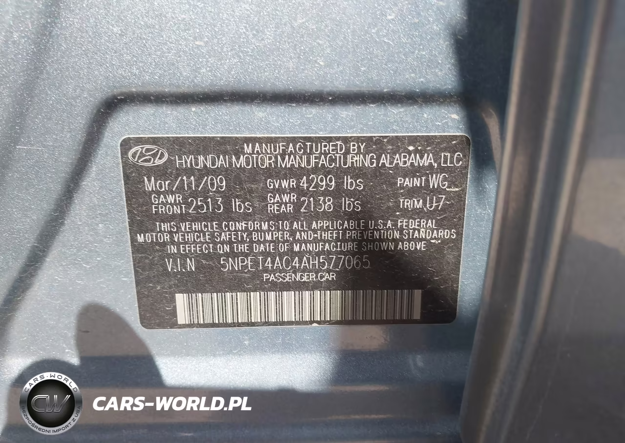 2010 Hyundai Sonata Gls VIN:5NPET4AC4AH577065 - 9