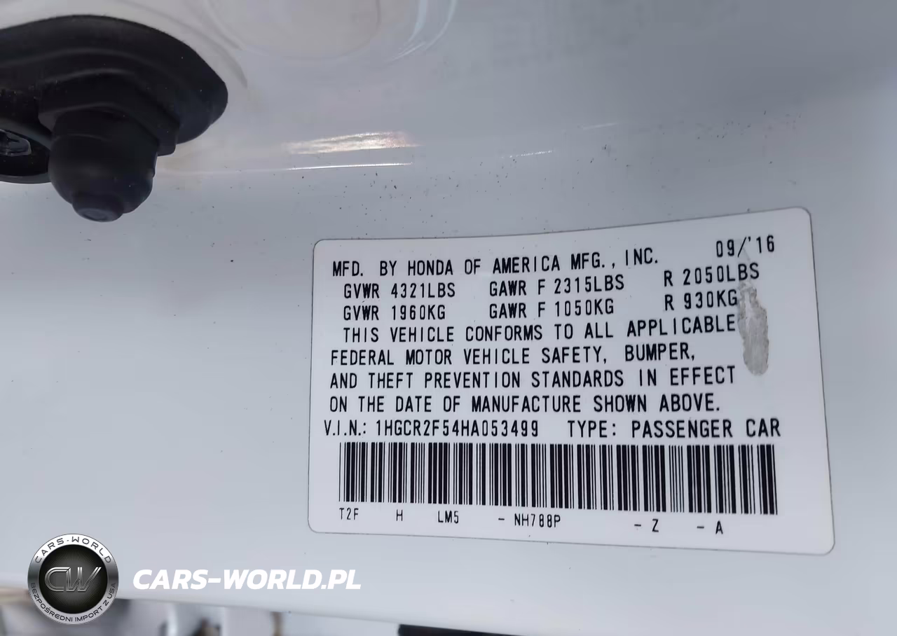 2017 Honda Accord Sport VIN:1HGCR2F54HA053499 - 9