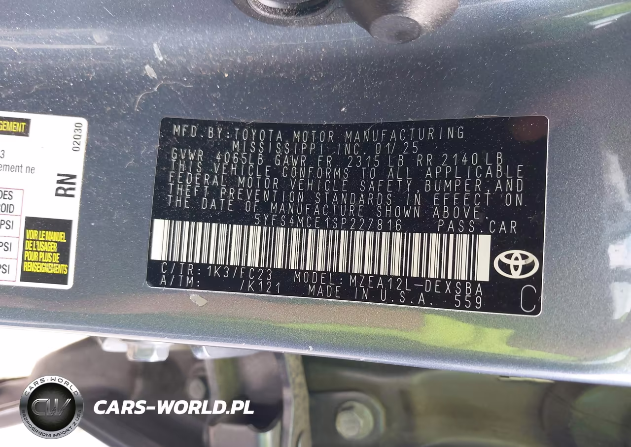 2025 Toyota Corolla Se VIN:5YFS4MCE1SP227816 - 9